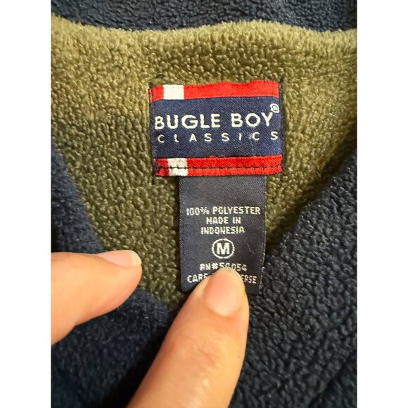 VTG Bugle Boy Classics Mens Aztec V-Neck Pullover fleece Sweater preppy 90s Warm - Picture 8 of 11